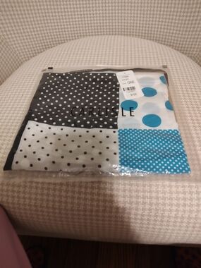 CARLISLE Polka Dot Scarf in Black, White & Turquoise 100% Silk